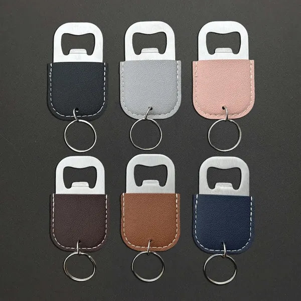 Leather Oval Bottle Opener Keychain