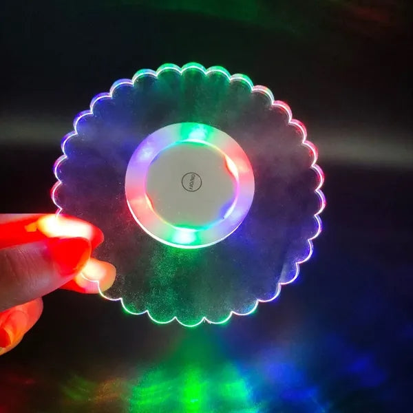 LED Glow Acrylic Coaster Waterproof Light-Up Drink Mat