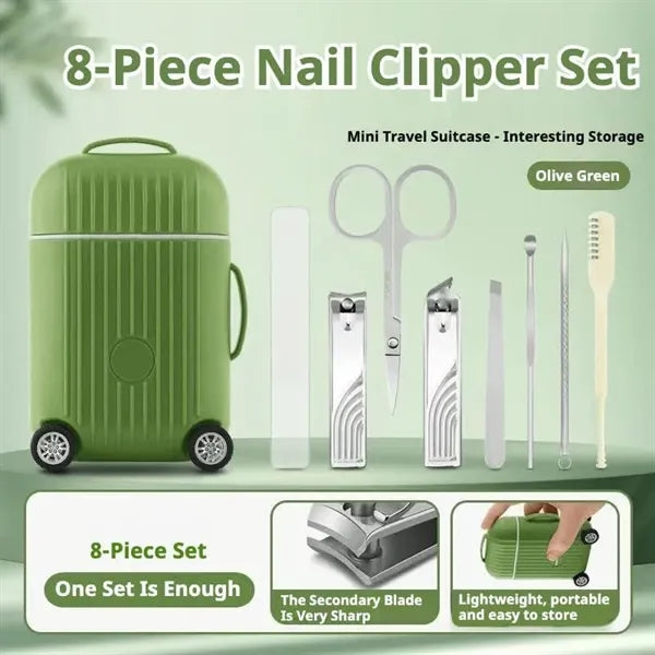 8-Piece Mini Suitcase Nail Clipper Set