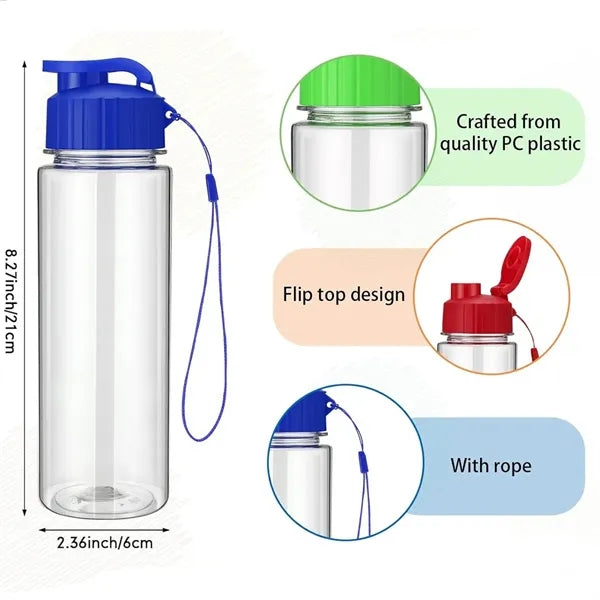 17oz Plastic Water Flip Top Bottles with Handle Strap