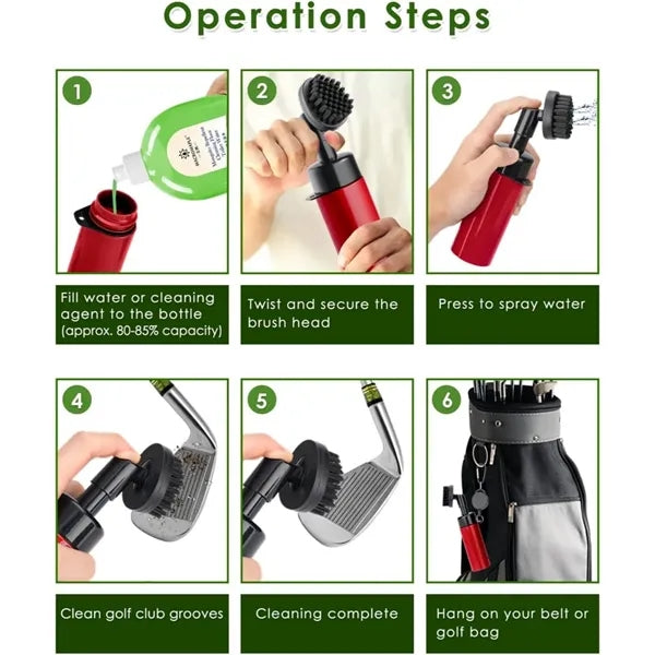 Golf Club Cleaner Brush with Retractable Clip Water Bottle