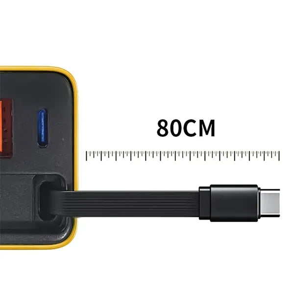 USB C Charger Block With Built-in Retractable Cable