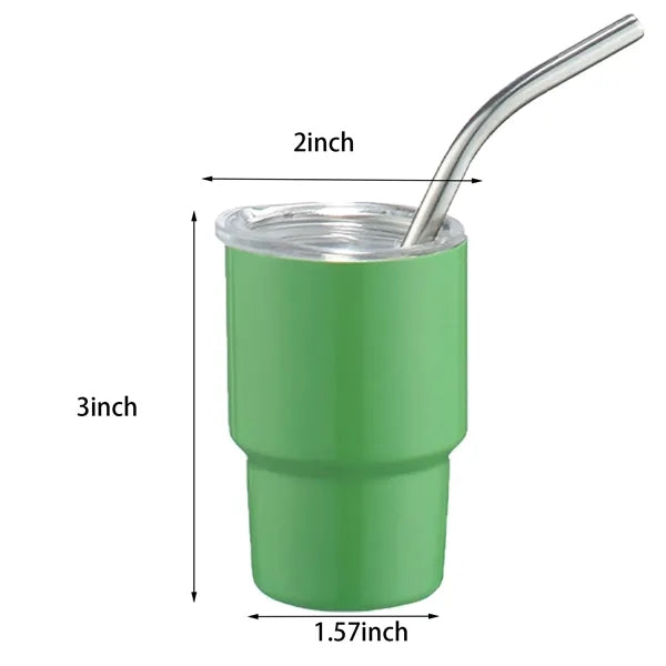 3oz Stainless Steel Mini Tumbler With Straw