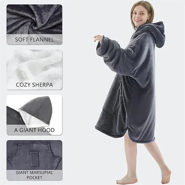 L'AGRATY Oversized Hooded Blanket Sweatshirt with Pockets