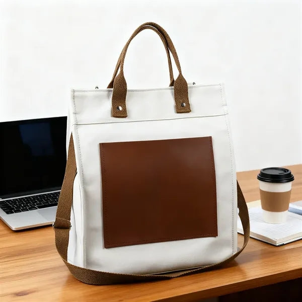 Canvas Tote Bag Backpack with Zipper