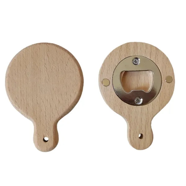 Wooden flat pan bottle opener