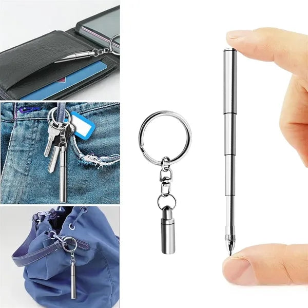 Stainless Steel Telescopic Mini Keychain Pen