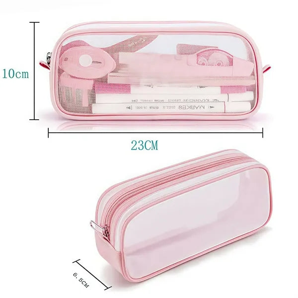 Durable Mesh Zipper Pencil Case For School And Office