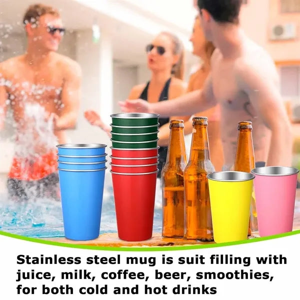 Stainless steel stackable drinking cup that is drop-proof an