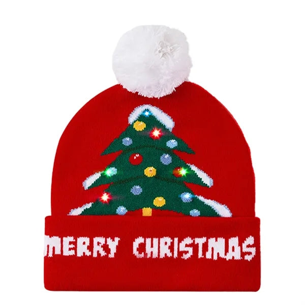 LED Light-Up Sweater Knitted Santa Hat