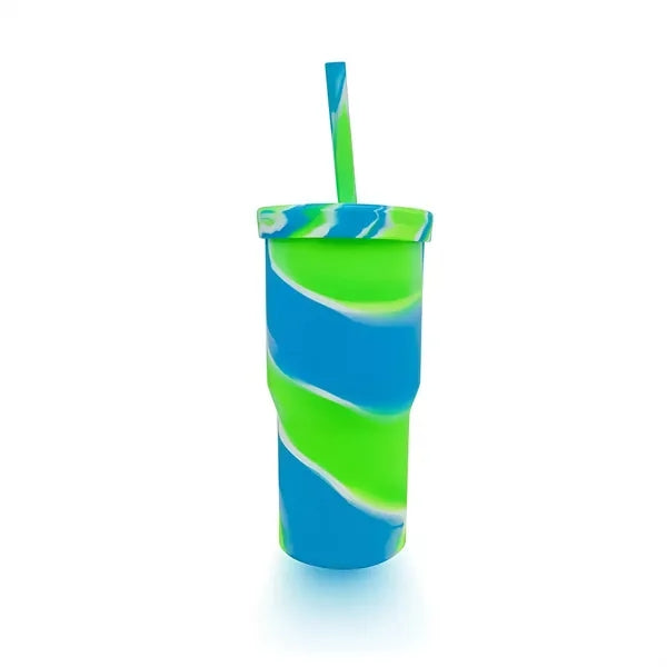32 oz Tie-Dye Silicone Straw Cup