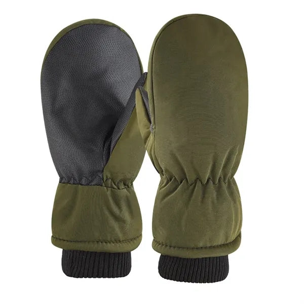 Oversized Thickened Fleece-Lined Mitten Gloves-Leather Palm