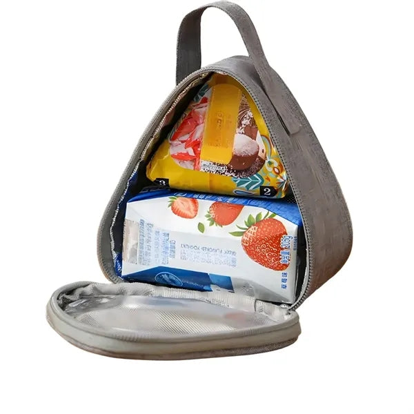 Large-capacity triangular insulated rice ball lunch bag