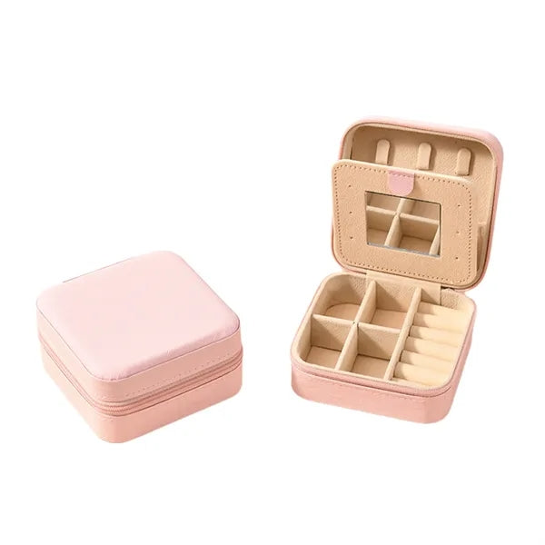 PU Leather Travel Jewelry Box With Mirror