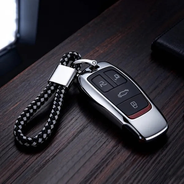 Braided Leather Keychain Car Fob