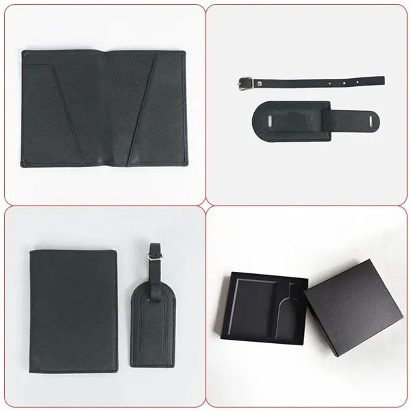 PU Leather Passport Holder & Luggage Tag Set