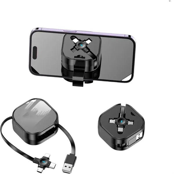 3in1 59-Inch Telescopic USB Charging Cable with Phone Stand