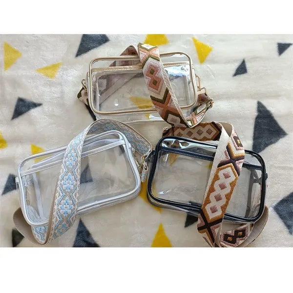 Stadium Approved Clear Crossbody Purse Bag with Guitar Strap