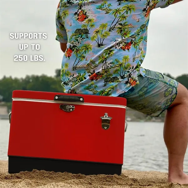 32qt Retro Metal Construction Cooler With Bottle Opener