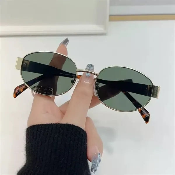 Retro Small Oval Gold Sunglasses Men Women