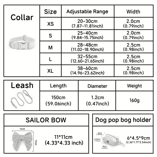 Engraved Adjustable Dog Collar and Leash Set