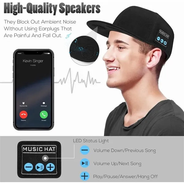 Hat with Bluetooth Speaker Built-in Microphone