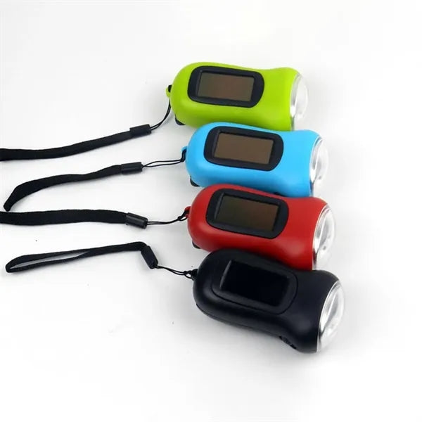 Hand Crank Solar Flashlight 3LED Rechargeable Battery