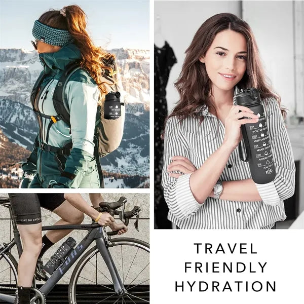34oz Motivational Water Sport Bottle With Time Marker