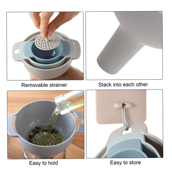 Stackable Plastic Funnel Set with Filter