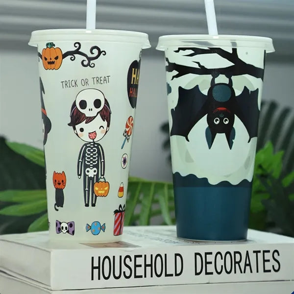 24 oz Halloween Glow In the Dark Straw Color Changing Cup
