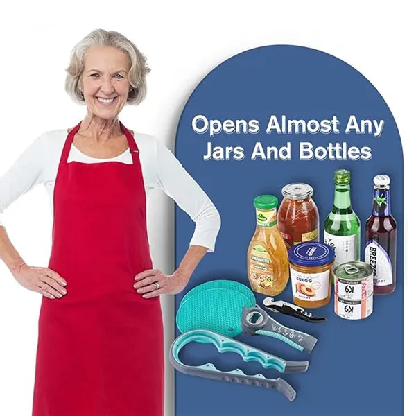 Multifunctional 5 In 1 Bottle Opener Set With Grippers