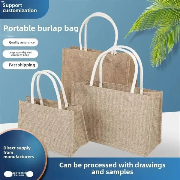 Jute Tote Bag W/cotton Webbing Handle