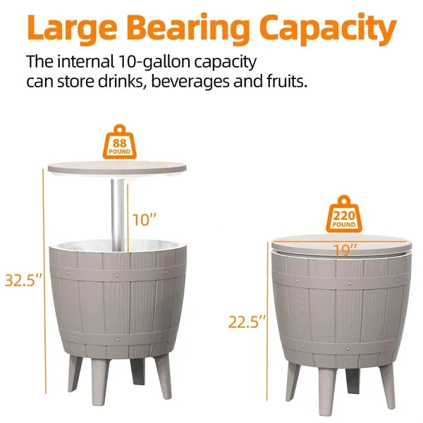 3-in-1 Multipurpose Bar Ice Bucket Table with LE Light