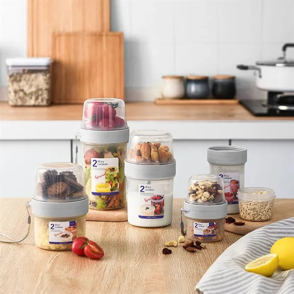 Portable Double Compartment Breakfast Salad Cup with Fork
