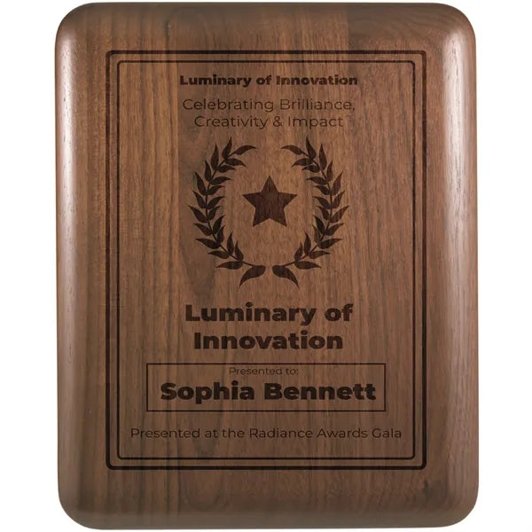 8" x 10" Elliptical Edge Round Corner Genuine Walnut Plaque