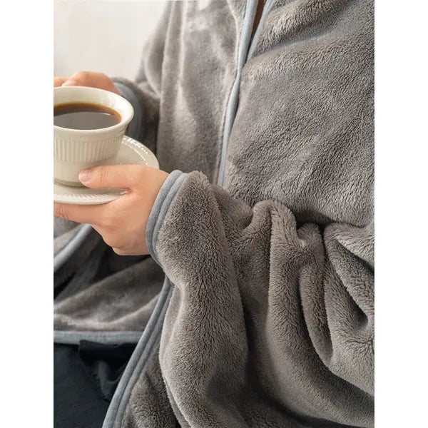 2-in-1 Unisex Foldable Coat Blanket for Home and Office