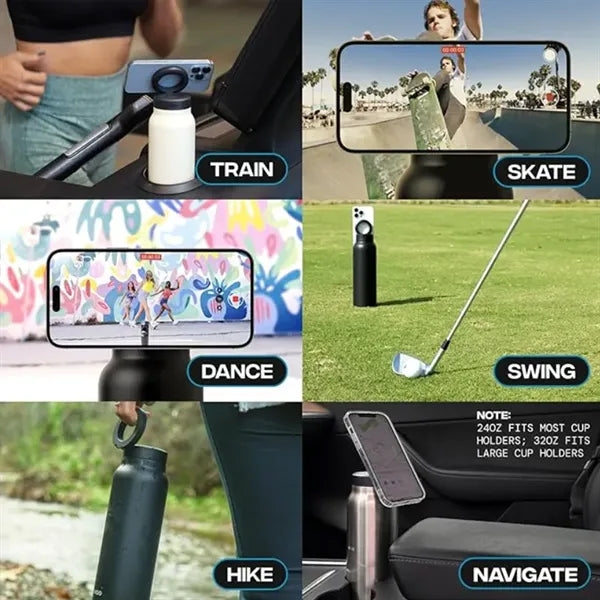 Water Bottle With Magnetic Phone Holder
