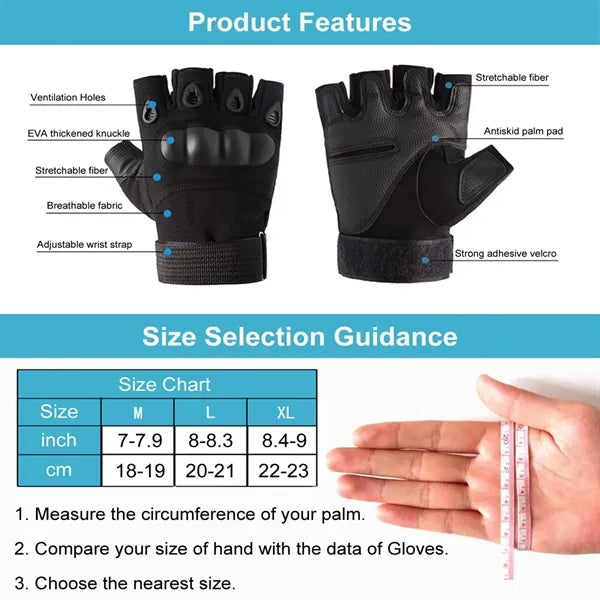 Fingerless Hand Outdoor Motorcycle Tactical Gloves