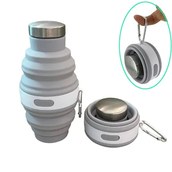 Collapsible Silicone Water Bottle with a carabiner