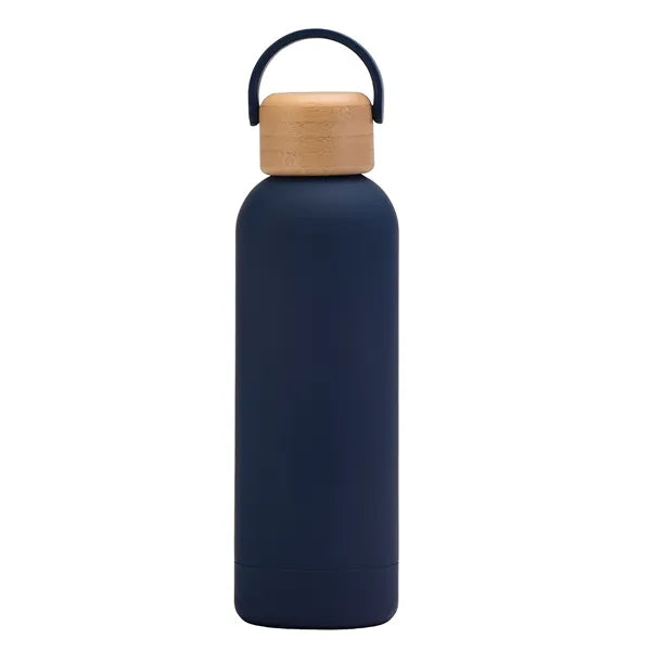 17 oz Rubber Paint Stainless Steel Water Bottle W/Bamboo Lid