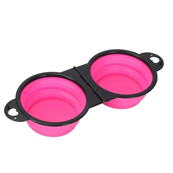 Collapsible Dog Double Bowls Feeding Watering Dish
