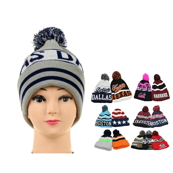 Knit Pom Beanie With Cuff