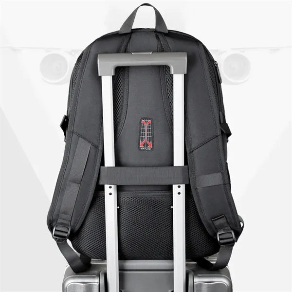 Expandable Oxford Laptop Backpack with USB Travel