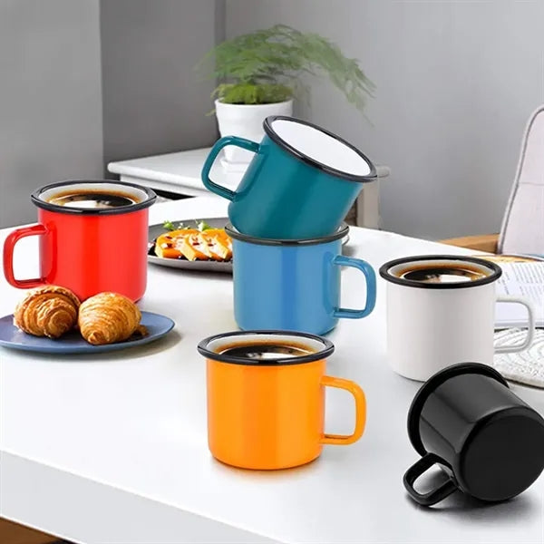 12Oz. Durable Enamel Campfire Mug with Retro Design
