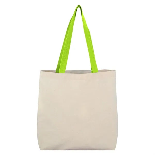 8 Oz Cotton Tote Bag With Contrast Color Web Handles