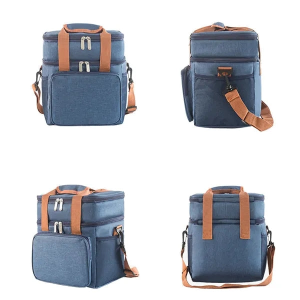 Dual Compartment Insulated Lunch Bag Cross Body Cooler Tote