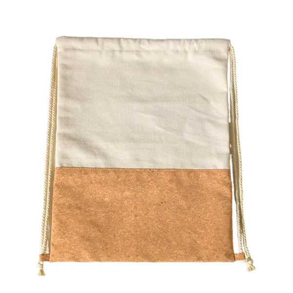 Natural Cotton Canvas Cork Drawstring Bag