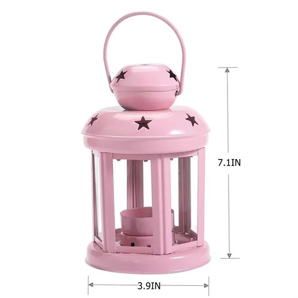 Vintage Metal Candle Lantern with Handle