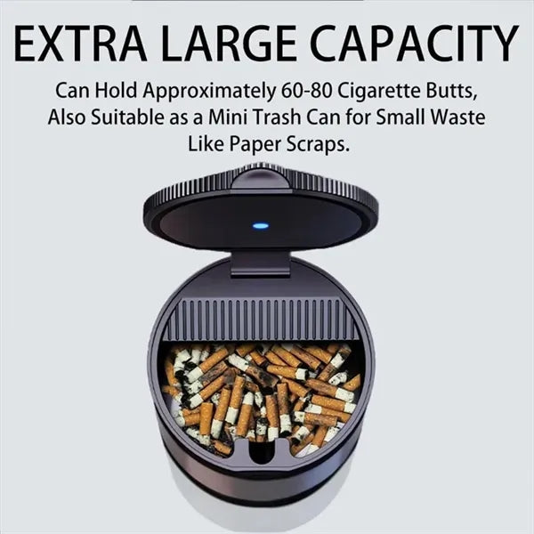 Smokeless Car Ashtray with Lid & LED Light