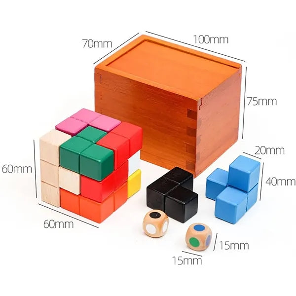 3.94 x 2.76 x 2.95 Wooden Colorful Building Blocks Puzzle